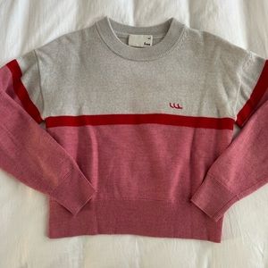 Aritzia Wilfred Free Caela Color Block Merino Wool Sweater Gray Pink small